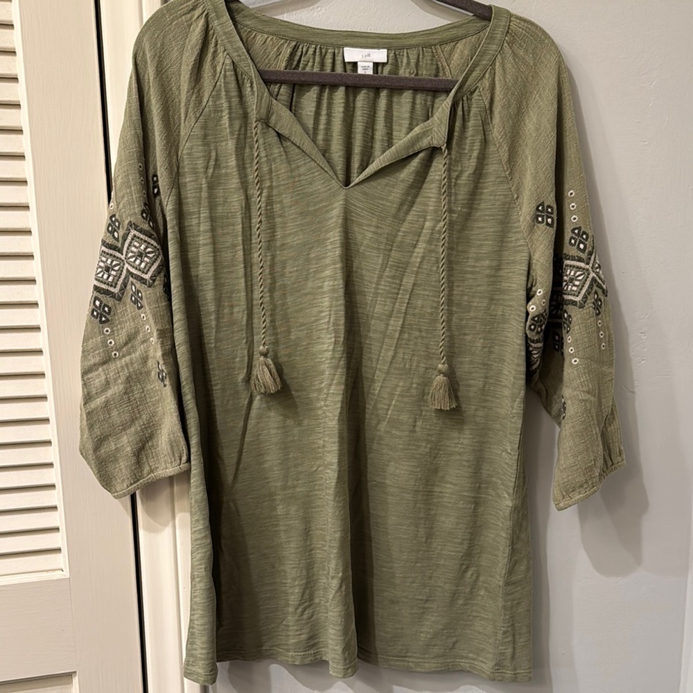 J. Jill Green Tunic, size Small, very boho, tunic length